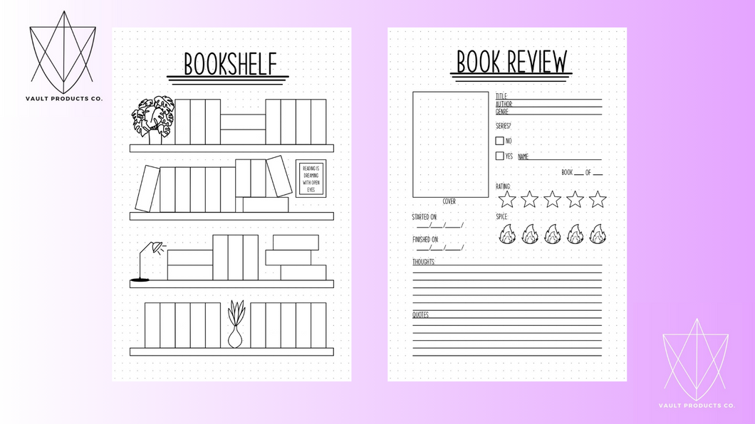 Book Trackers | Bullet Journal Spread | The Vault Binder